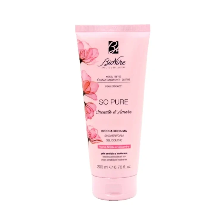 BioNike - So Pure - Incanto d'Amore - Doccia Schiuma - Shower Foam - Gel Douche - Peonia Nobile & Gelsomino - Pelle Sensibile & Intollerante