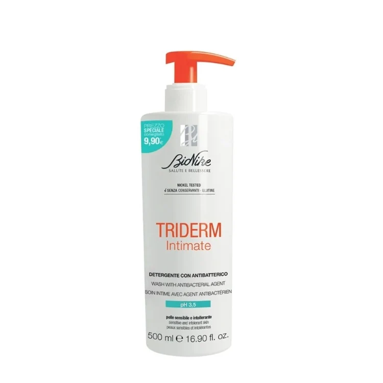 BioNike - Triderm Intimate - Detergente Con Antibatterico - Wash With Antibacterial Agent - Soin Intime Avec Agent Antibactérien - Pelle Sensibile & Intollerante - PH 3,5