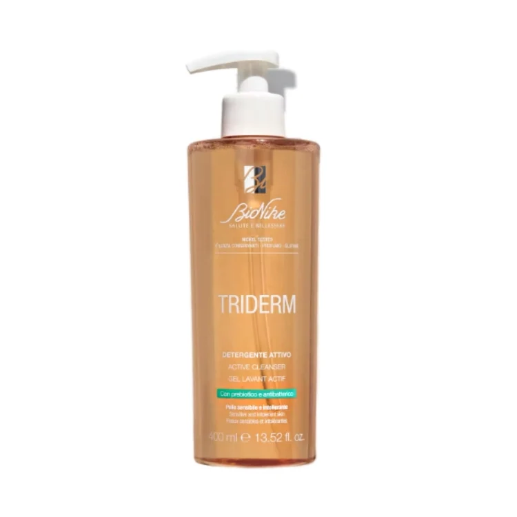 BioNike - Triderm - Detergente Attivo - Active Cleanser - Gel Lavant Actif - Con Prebiotico & Antibatterico - Pelle Sensibile & Intollerante