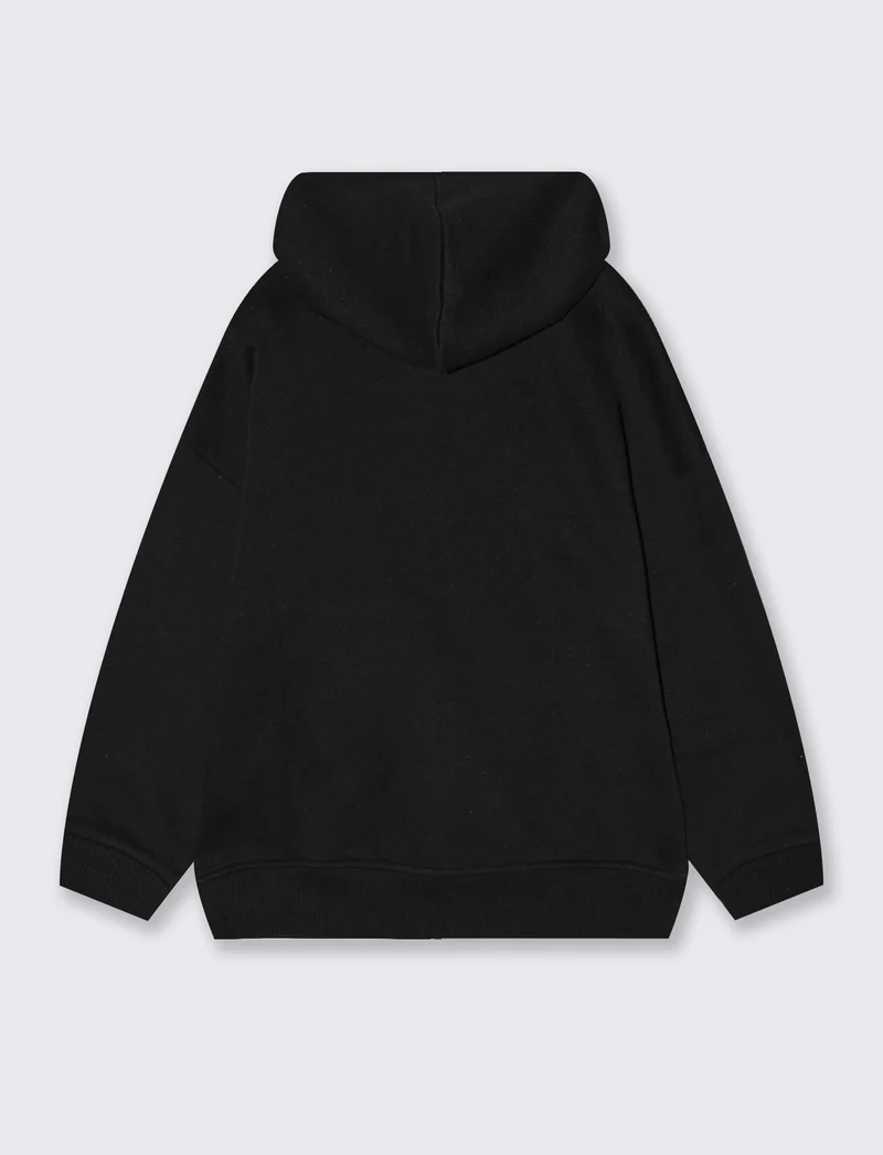 Felpa aperta avanti con zip. - Nero