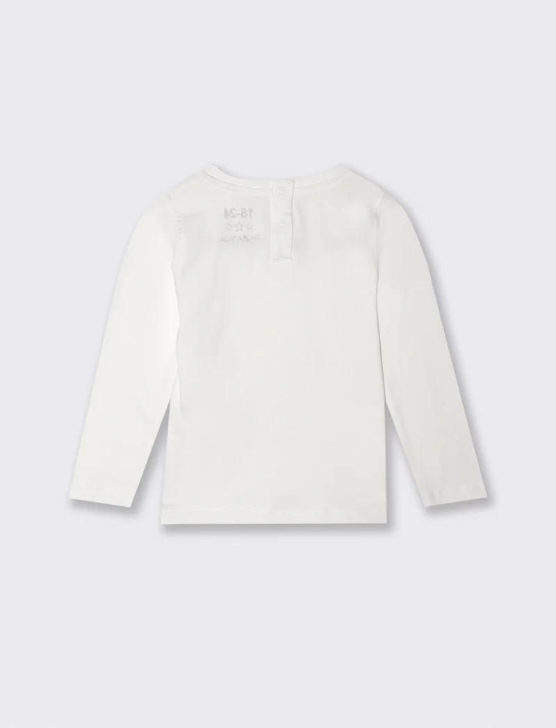 T-shirt girocollo in cotone tinta unita - Bianco latte