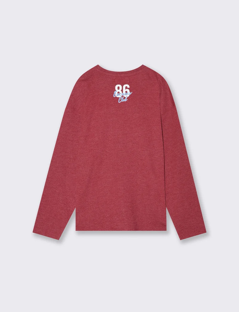 T-shirt fiammata con stampa colorata - Bordeaux