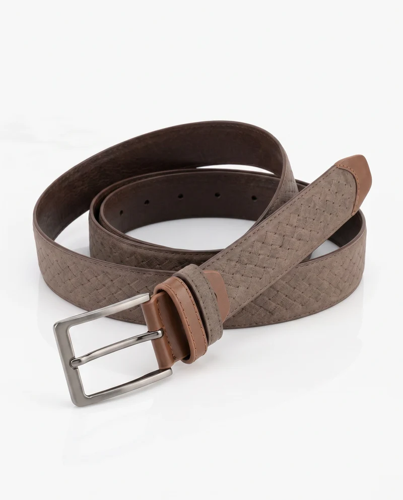 Cintura uomo suede intrecciata fusto - Grigio fango