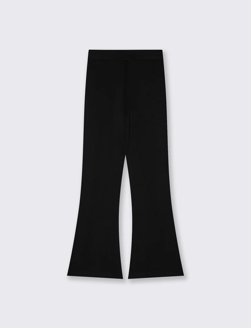 Leggings a zampa con elastico in vita - Nero