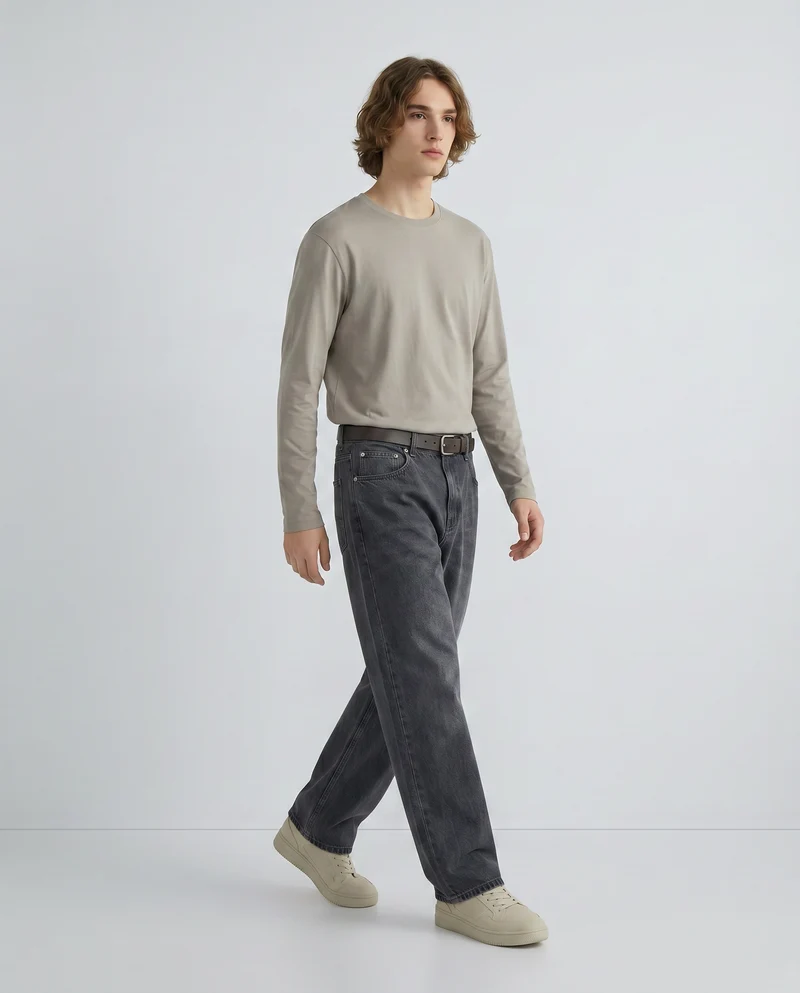 Jeans baggy fit blu scuro effetto slavato - DENIM SCURO