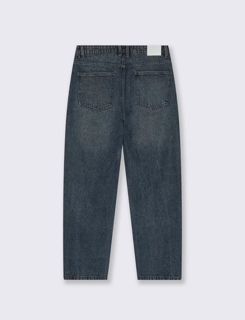 Jeans baggy fit blu scuro effetto slavato - DENIM SCURO
