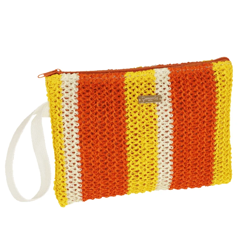 Camomilla Milano Busta Piatta Mare L F. Crochet Arancione