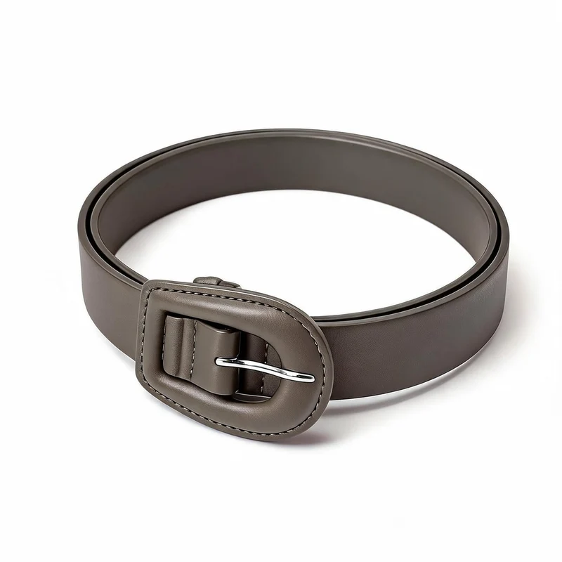 Cintura in finta pelle con fibbia elegante - Grigio fango