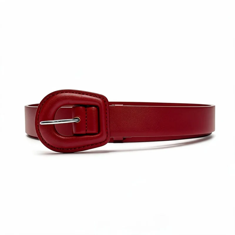 Cintura in finta pelle con fibbia elegante - Rosso