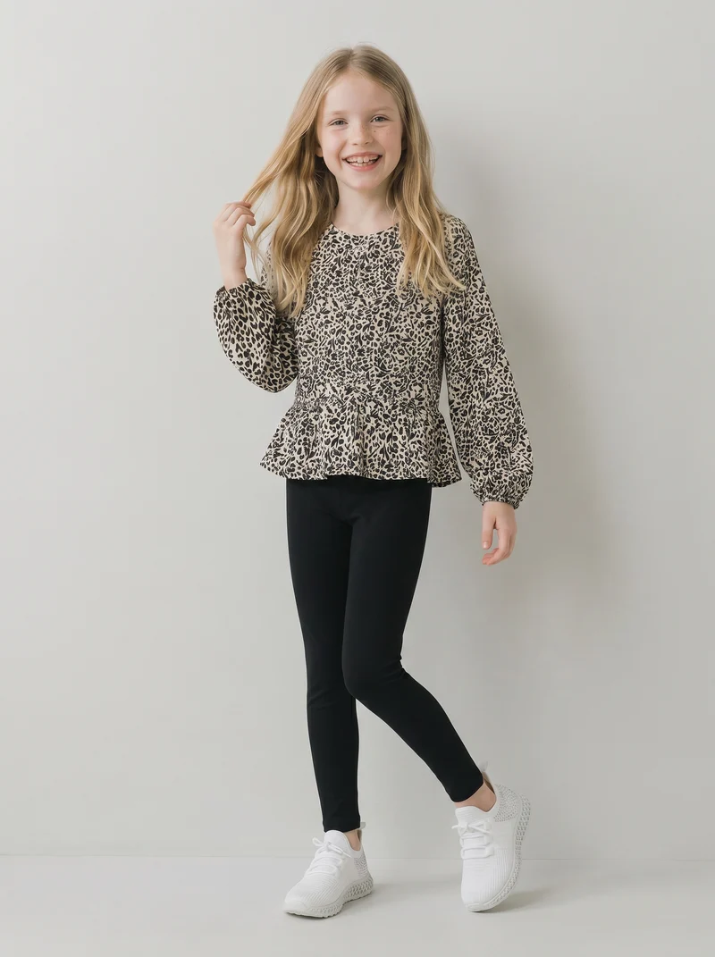 Blusa elegante da bambina con stampa e fiocchi - Fantasia