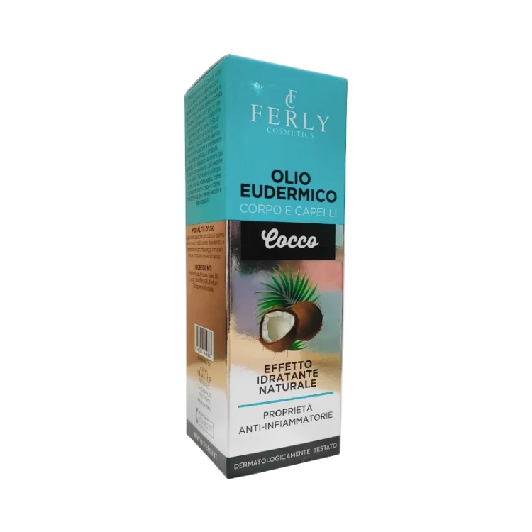 Ferly Cosmetics - Olio Eudermico - Corpo & Capelli - Cocco - Effetto Idratante Naturale - Proprietà Anti-Infiammatorie - Dermatologicamente Testato