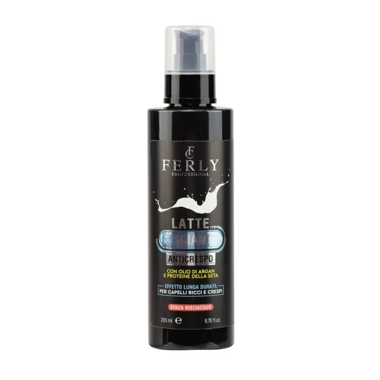 Ferly Professional - Latte Lisciante Anticrespo - Con Olio Di Argan & Proteine Della Seta - Effetto Lunga Durata - Per Capelli Ricci & Crespi - Senza Risciacquo