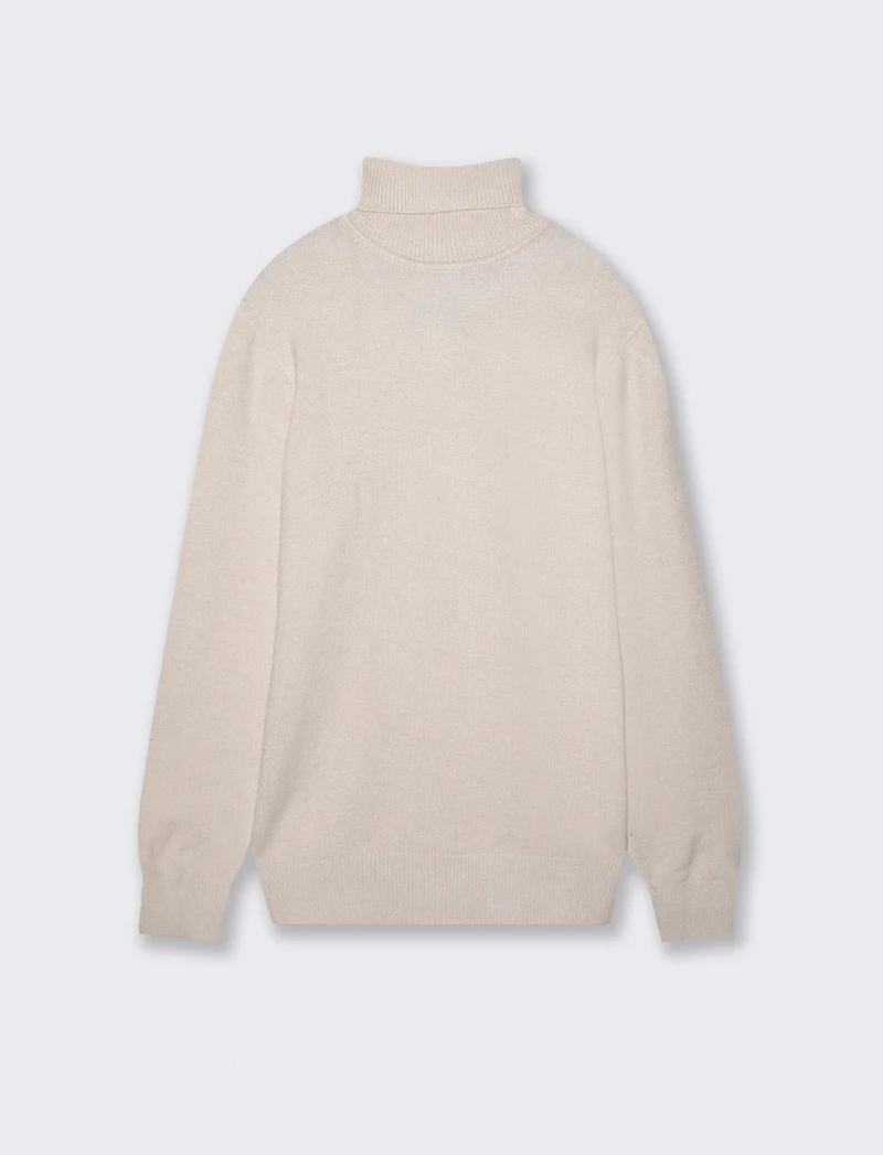 Maglia Collo Alto Filato Premium Rasato - Bianco