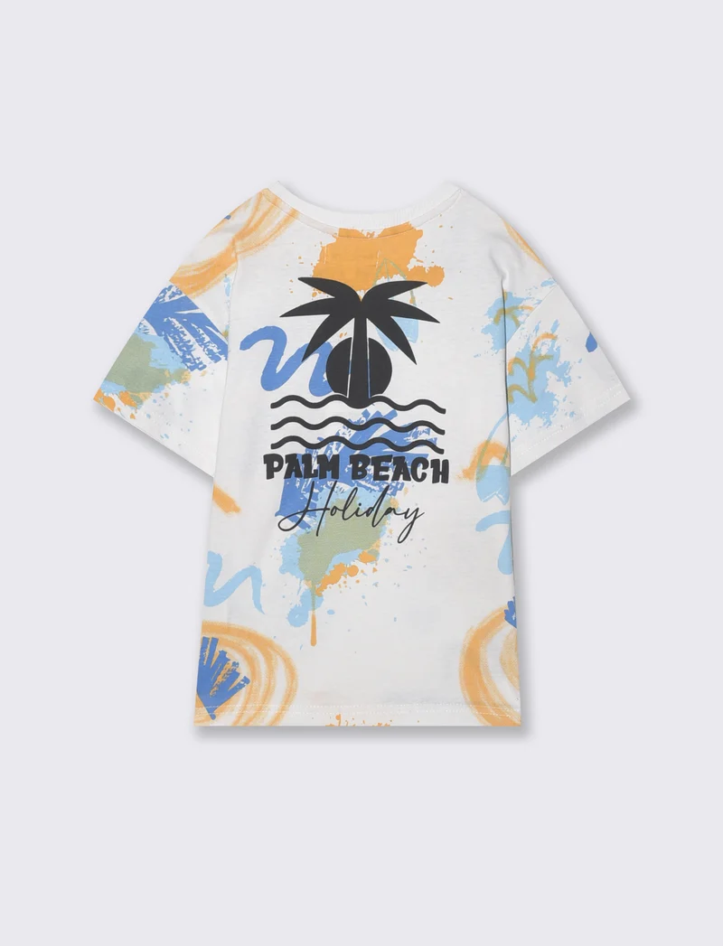T-shirt fantasia mezza manica in jersey - Fantasia