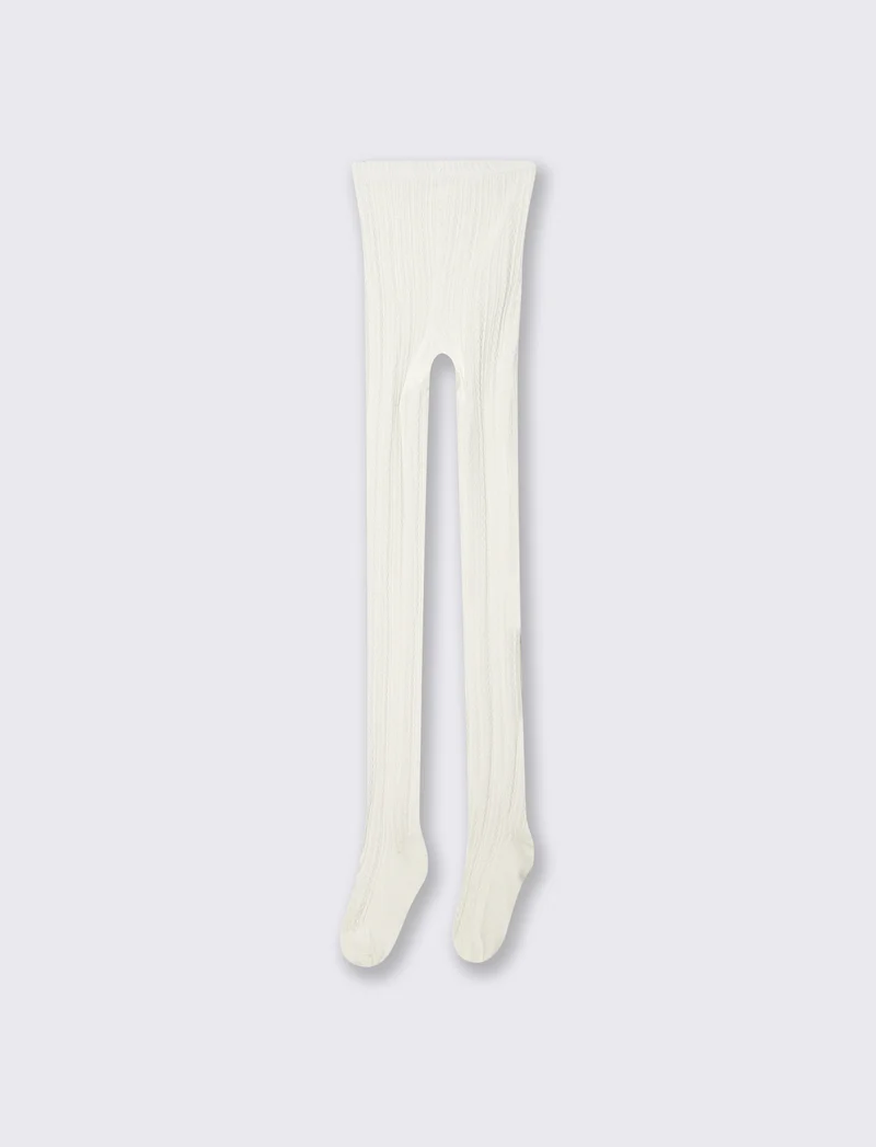 Calze elastiche con motivo ad intreccio morbido - Bianco latte