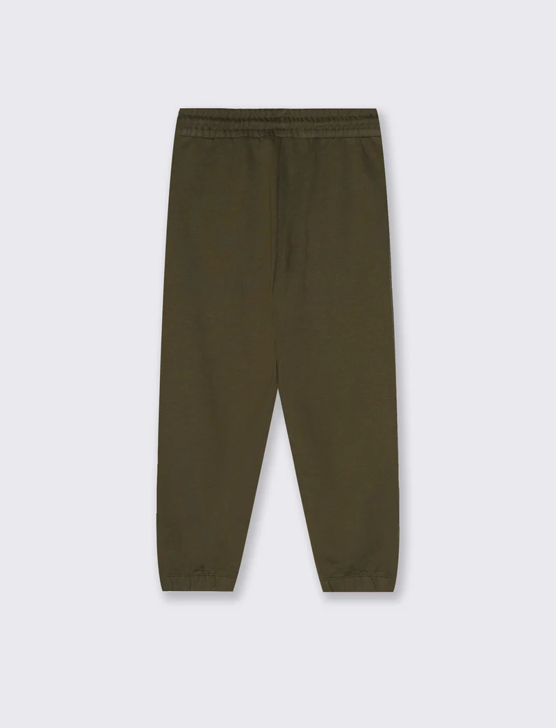 Jogger in felpa con stampa college - Verde militare
