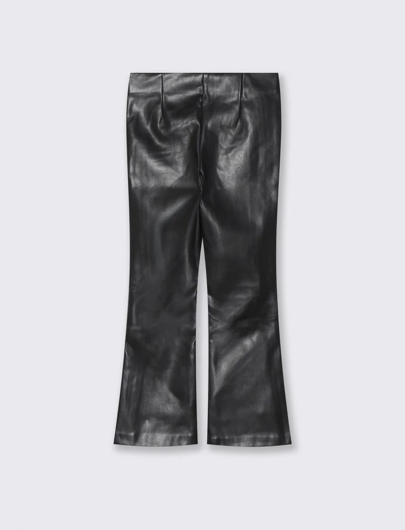 Leggings flare fit in finta pelle glamour - Nero