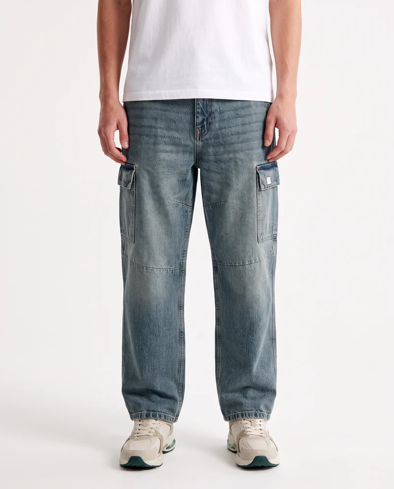 JEANS BAGGY CARGO FIT CON TASCONI SLAVATI - Denim