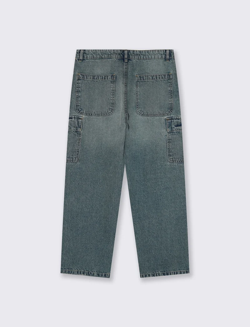 JEANS BAGGY CARGO FIT CON TASCONI SLAVATI - Denim