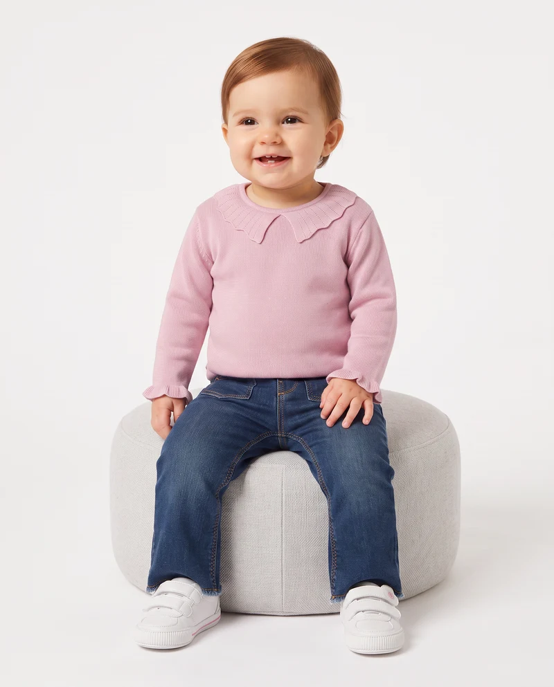 Maglia e maglioncino colletto romantico - Rosa polvere