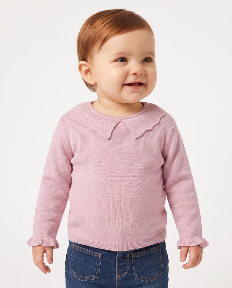 Maglia e maglioncino colletto romantico - Rosa polvere