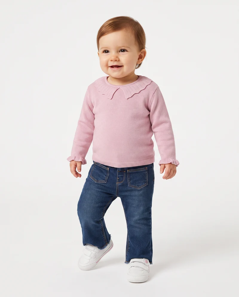 Maglia e maglioncino colletto romantico - Rosa polvere