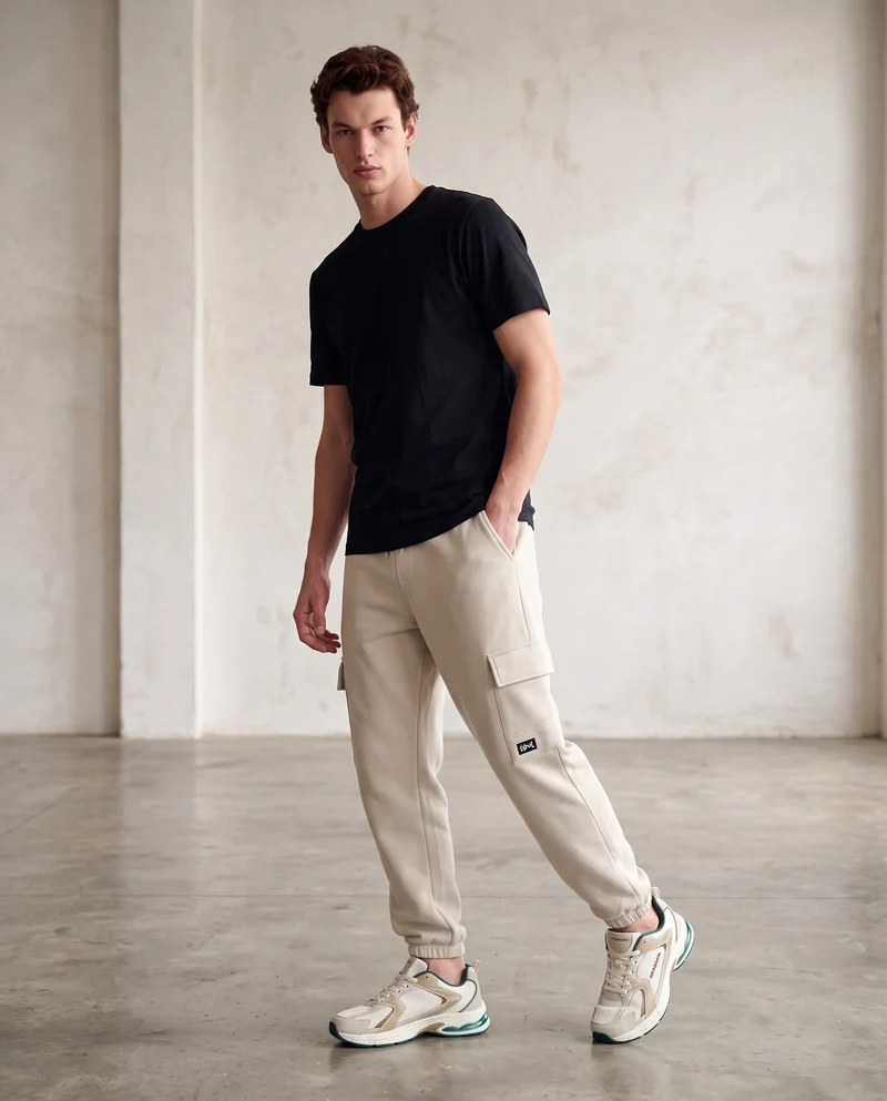 Pantaloni in felpa con tasconi laterali - Grigio ghiaccio