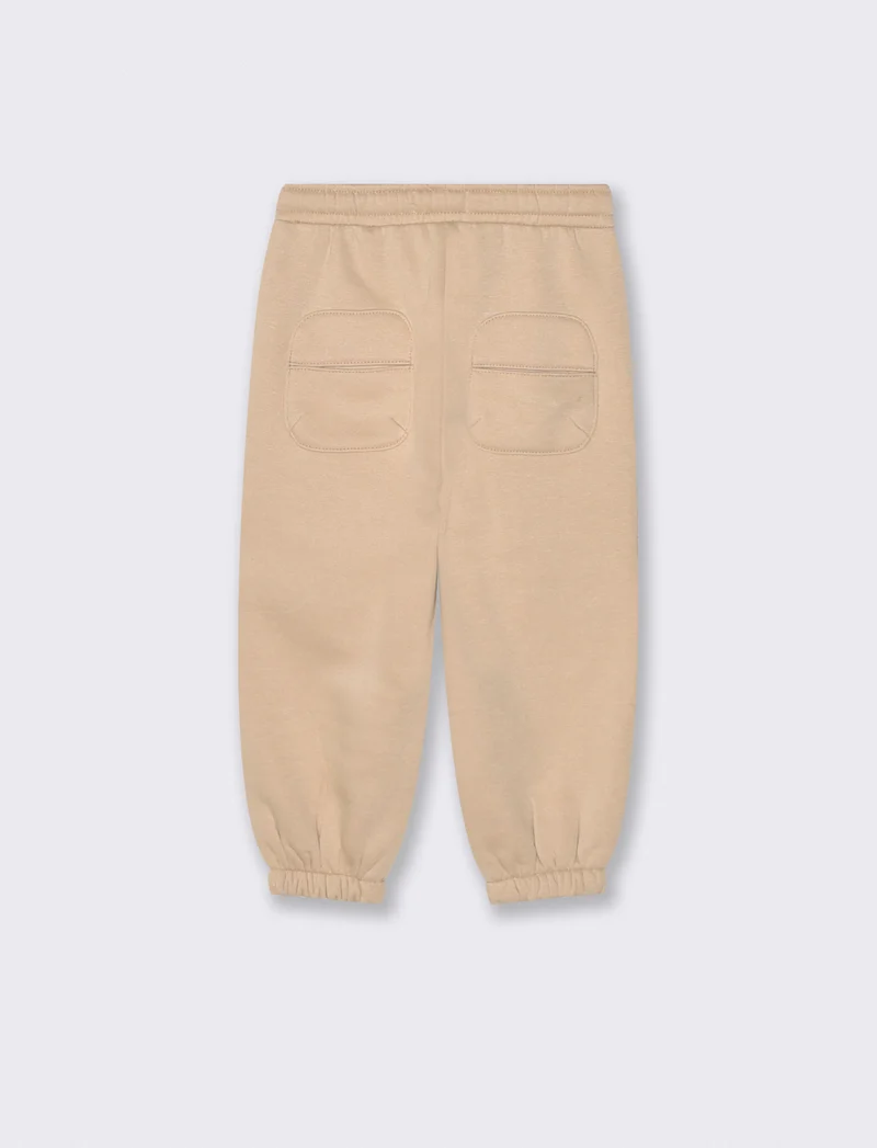 Jogger con tasche e coulisse in felpa - Beige