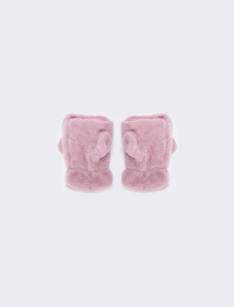 Guanti bambina animalier in finta pelliccia - Rosa