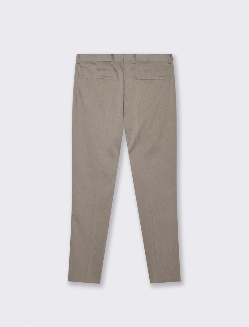 Pantaloni formal fit a spina di pesce - Grigio tortora