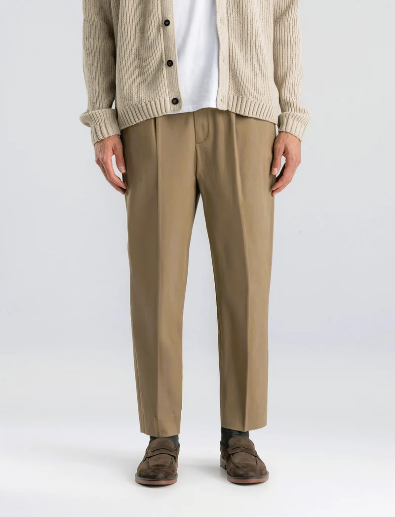PANTALONI CHINO IN COTONE STRETCH RELAXED EASY PANT FIT - Verde kaki