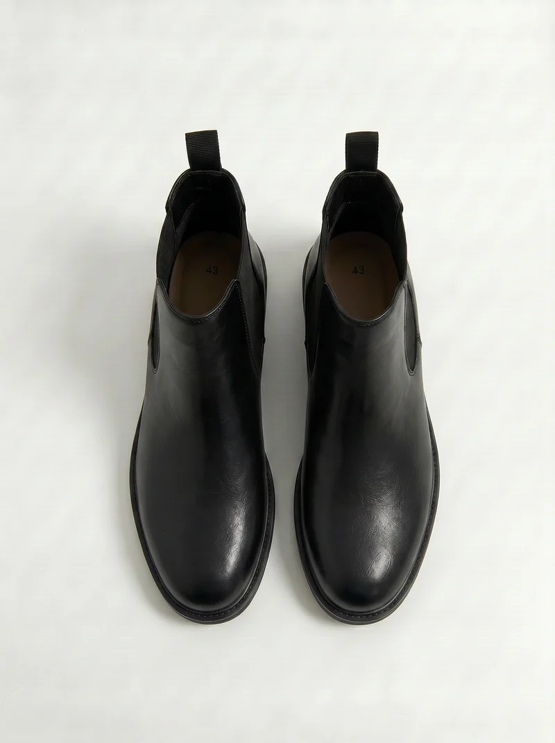 Stivale Chelsea nero in poliuretano con fasce - Nero