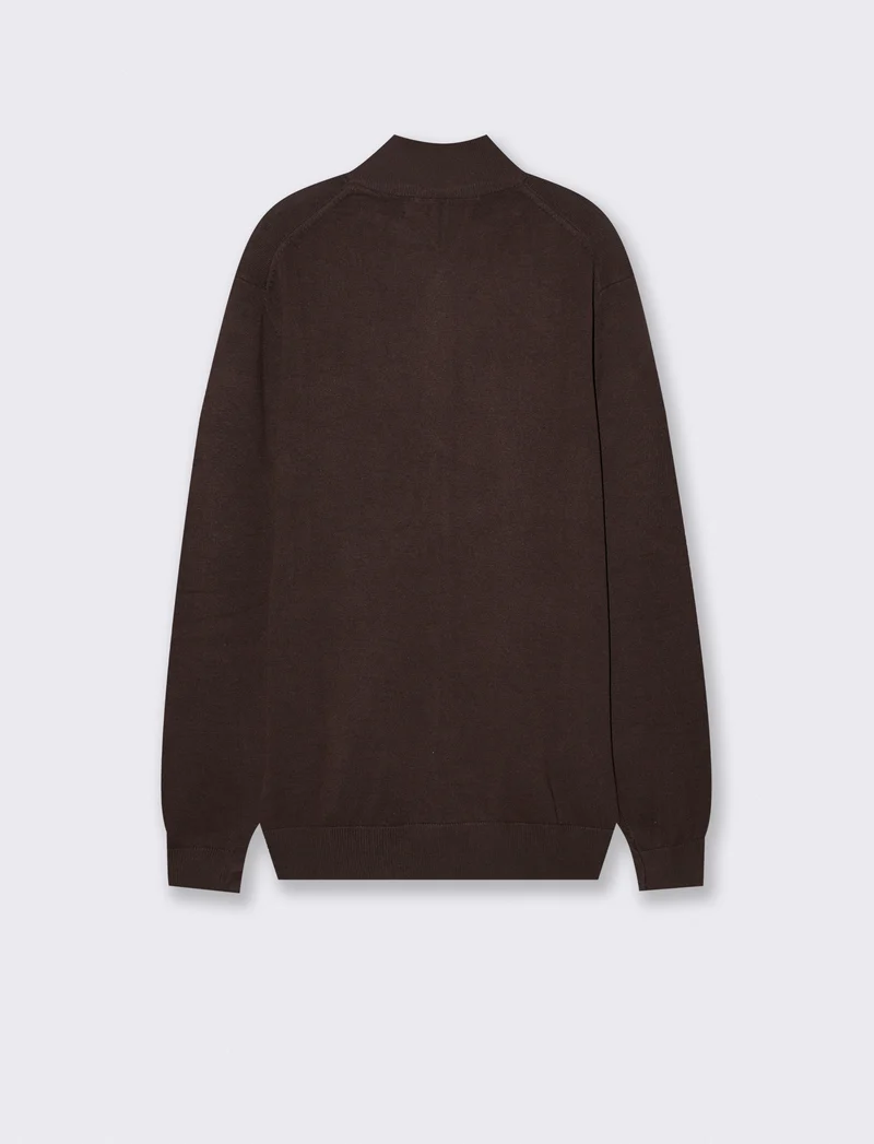 Maglia Cardigan Lupetto in Filato Comfort - Moro