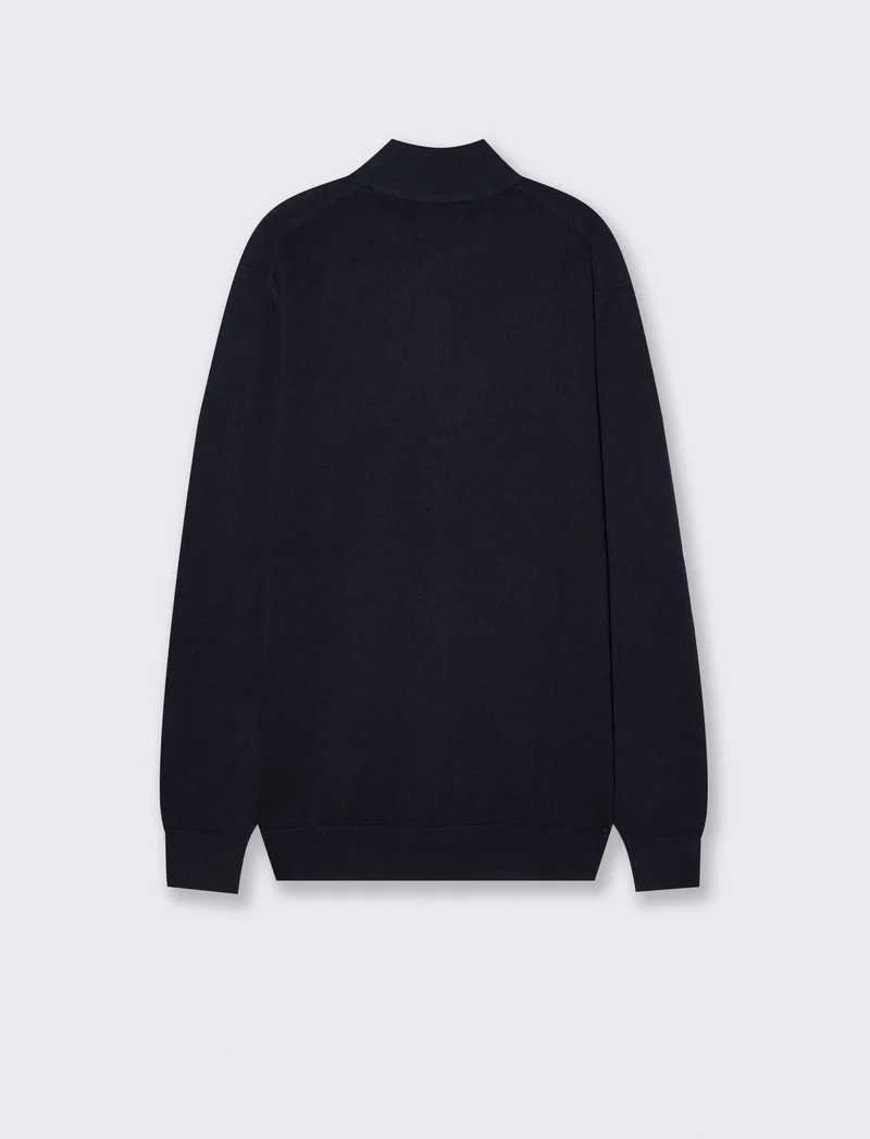 Maglia Cardigan Lupetto in Filato Comfort - Blu