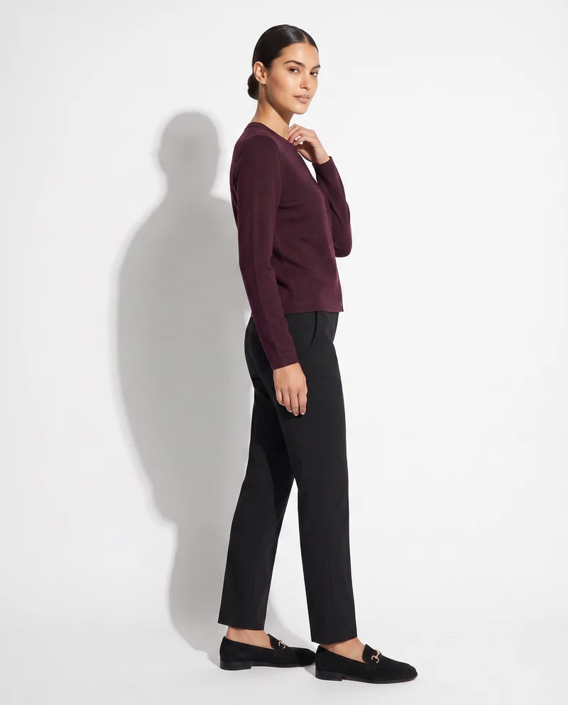 Cardigan basico girocollo vestibilità regolare - Bordeaux