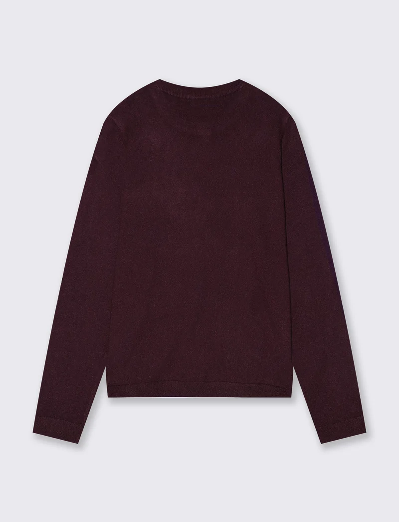 Cardigan basico girocollo vestibilità regolare - Bordeaux
