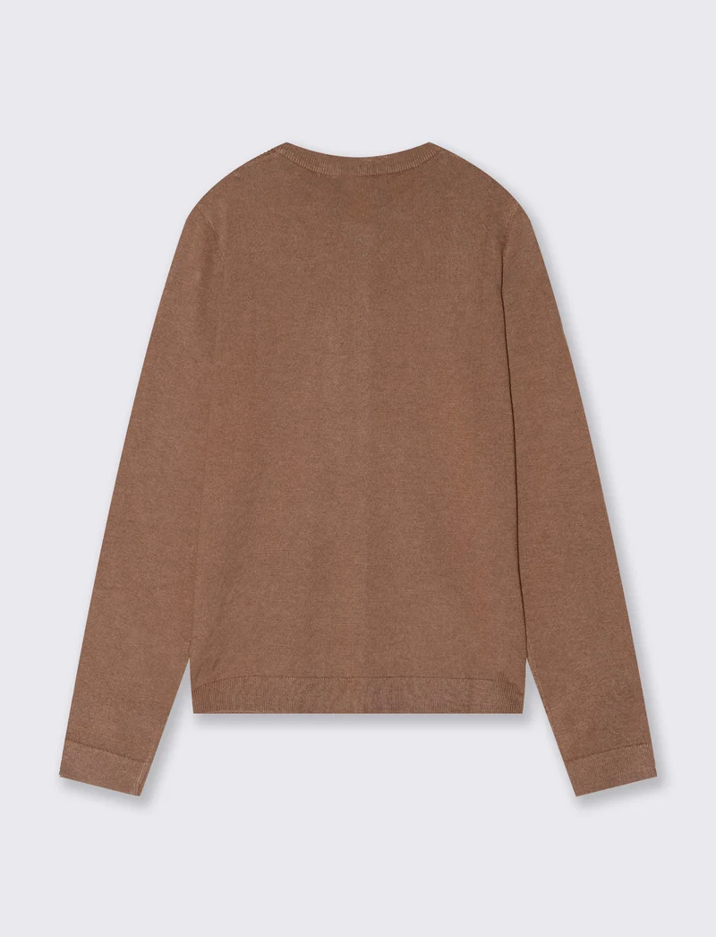 Cardigan basico girocollo vestibilità regolare - Cammello