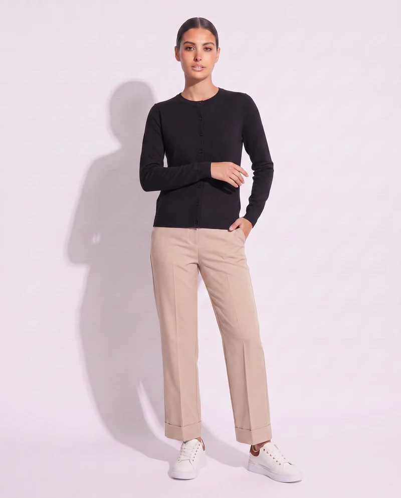 Cardigan basico girocollo vestibilità regolare - Nero