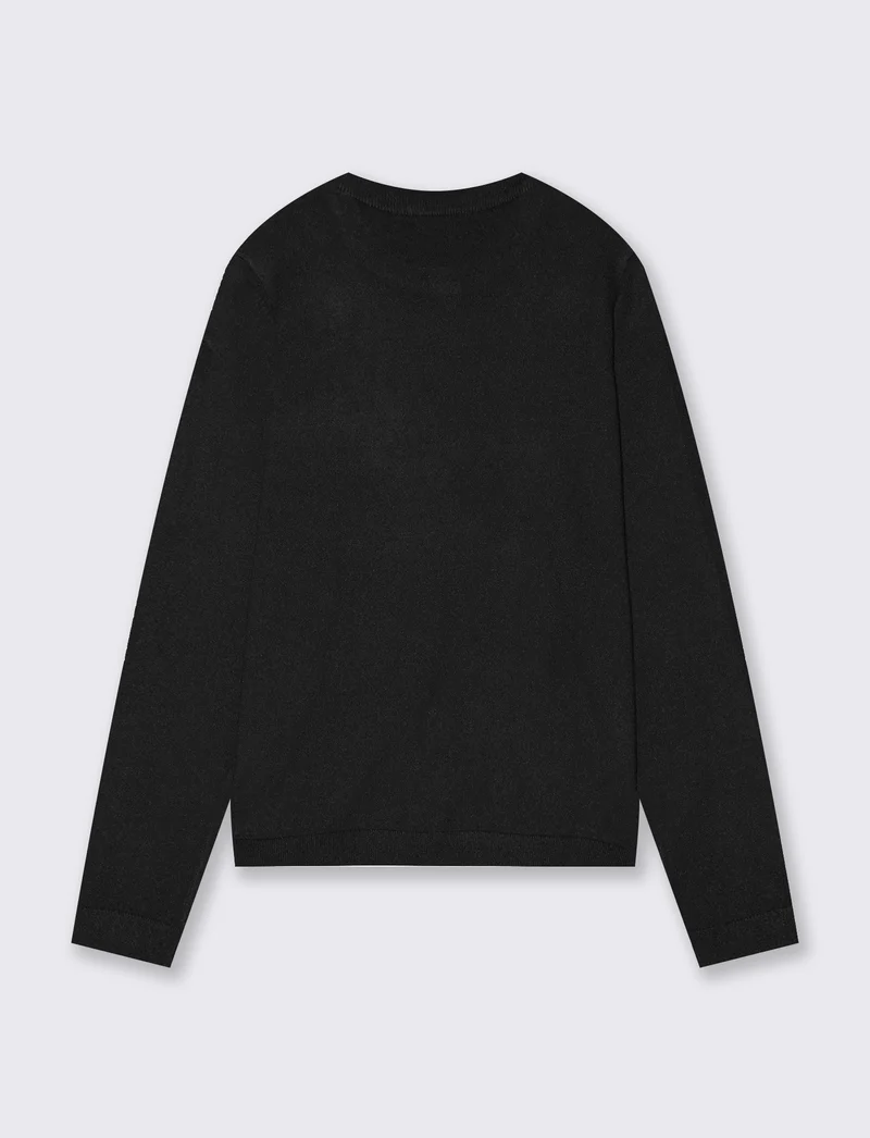 Cardigan basico girocollo vestibilità regolare - Nero