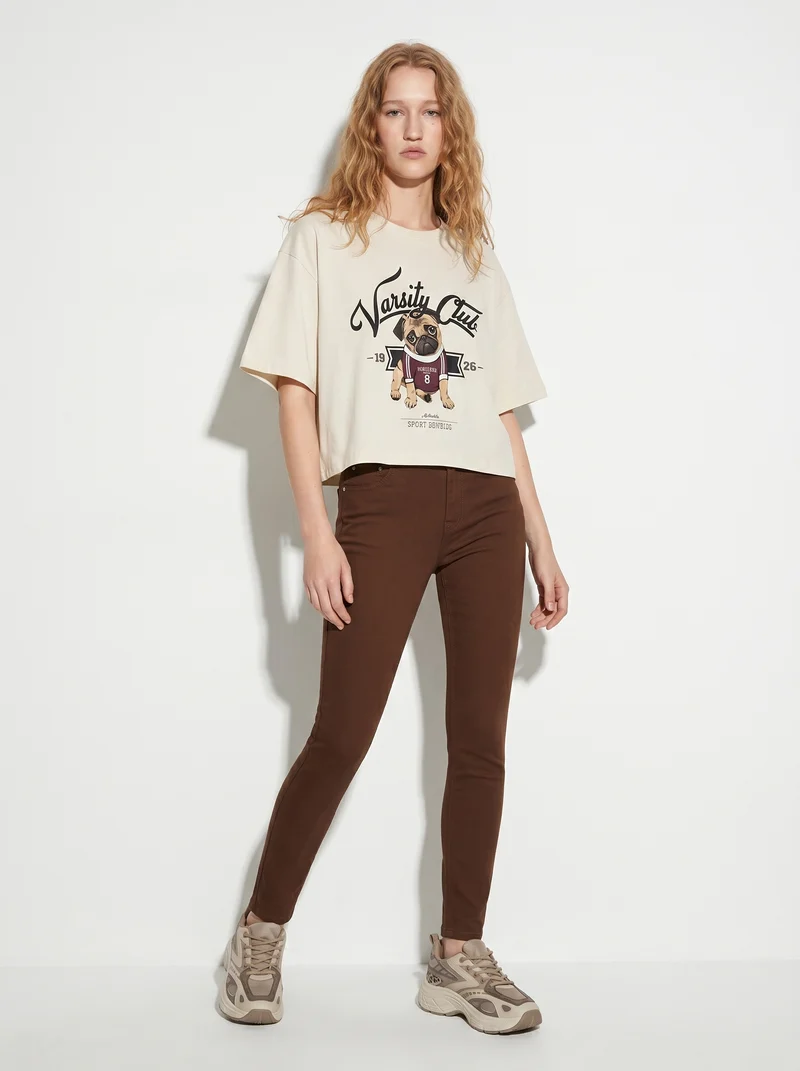 Jeans skinny con vita media ideale - Marrone cioccolato