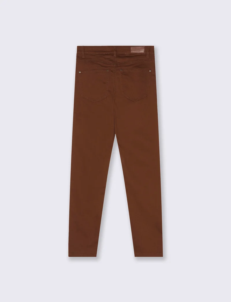 Jeans skinny con vita media ideale - Marrone cioccolato