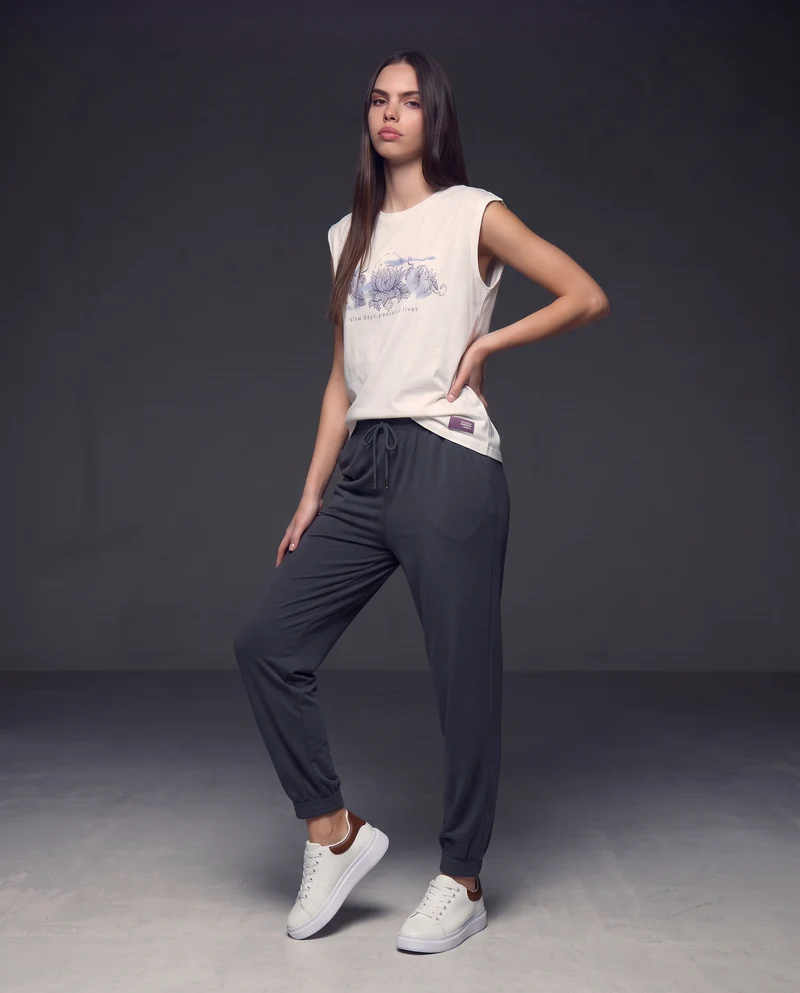 Pantaloni tuta con coulisse in vita - Grigio piombo