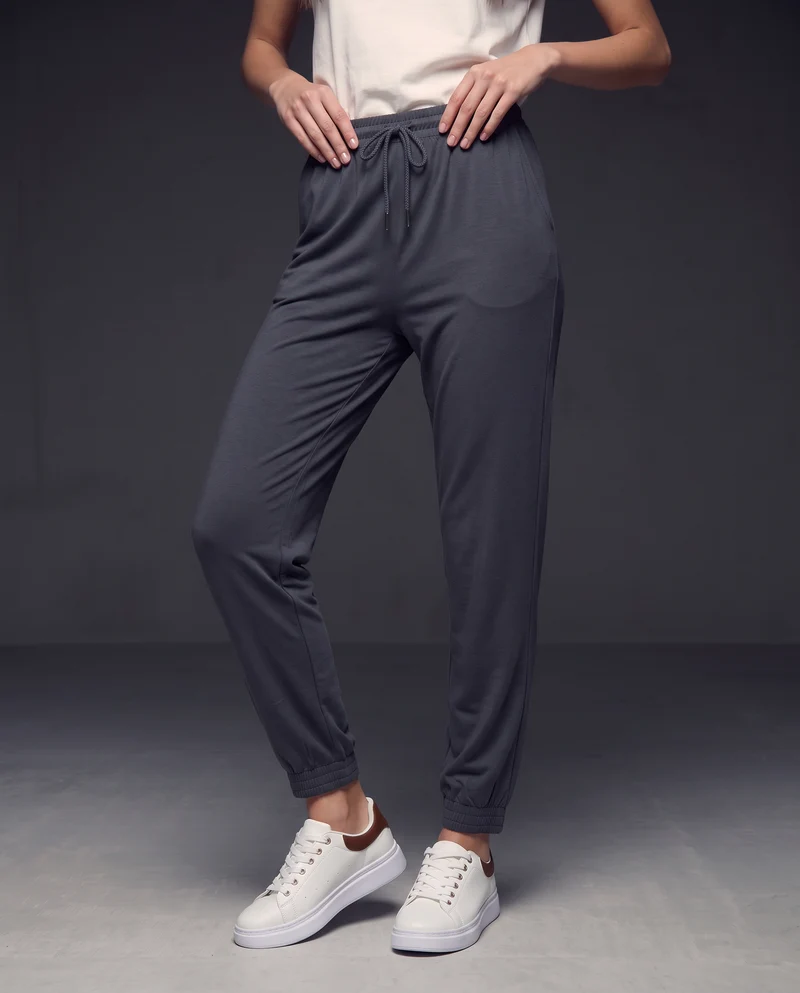 Pantaloni tuta con coulisse in vita - Grigio piombo