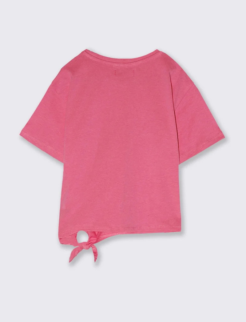 T-shirt da bambina con nodo sul davanti - Rosa big bubble