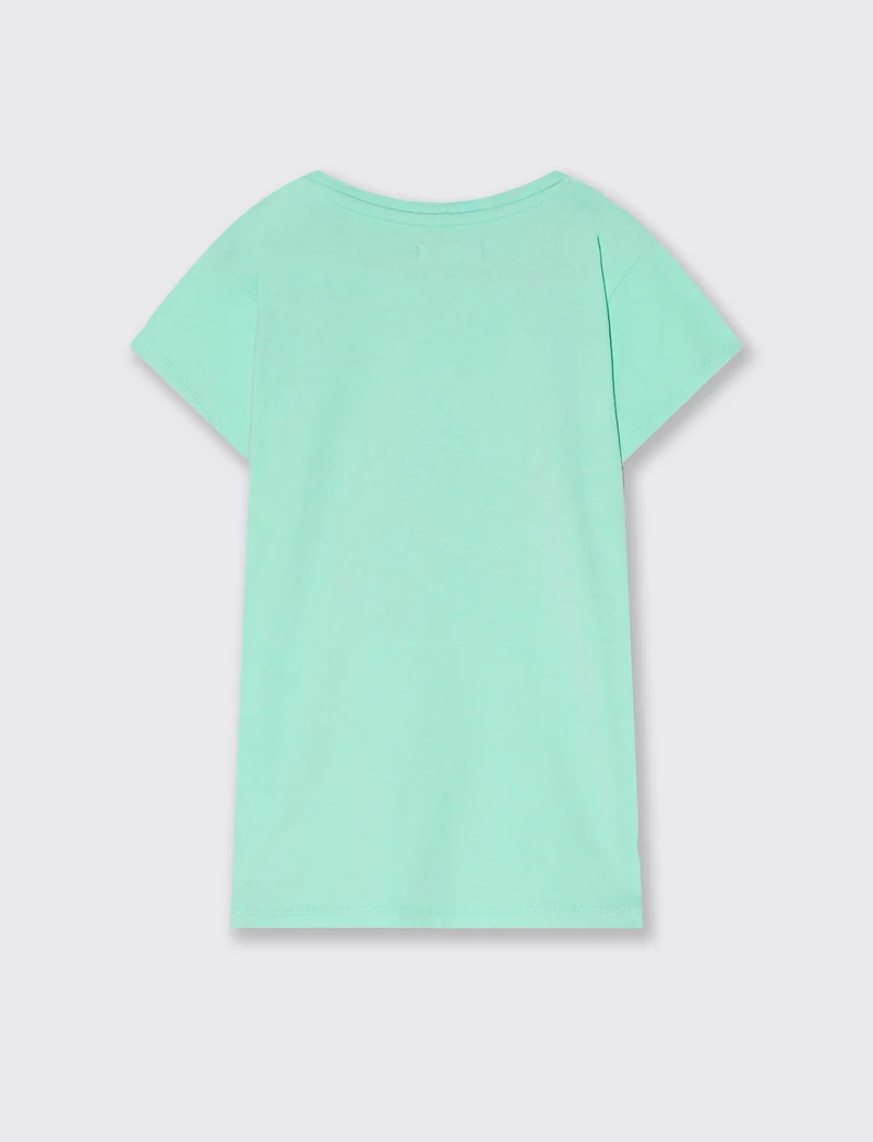 T-shirt estiva bambina con stampa lucida - Verde acqua