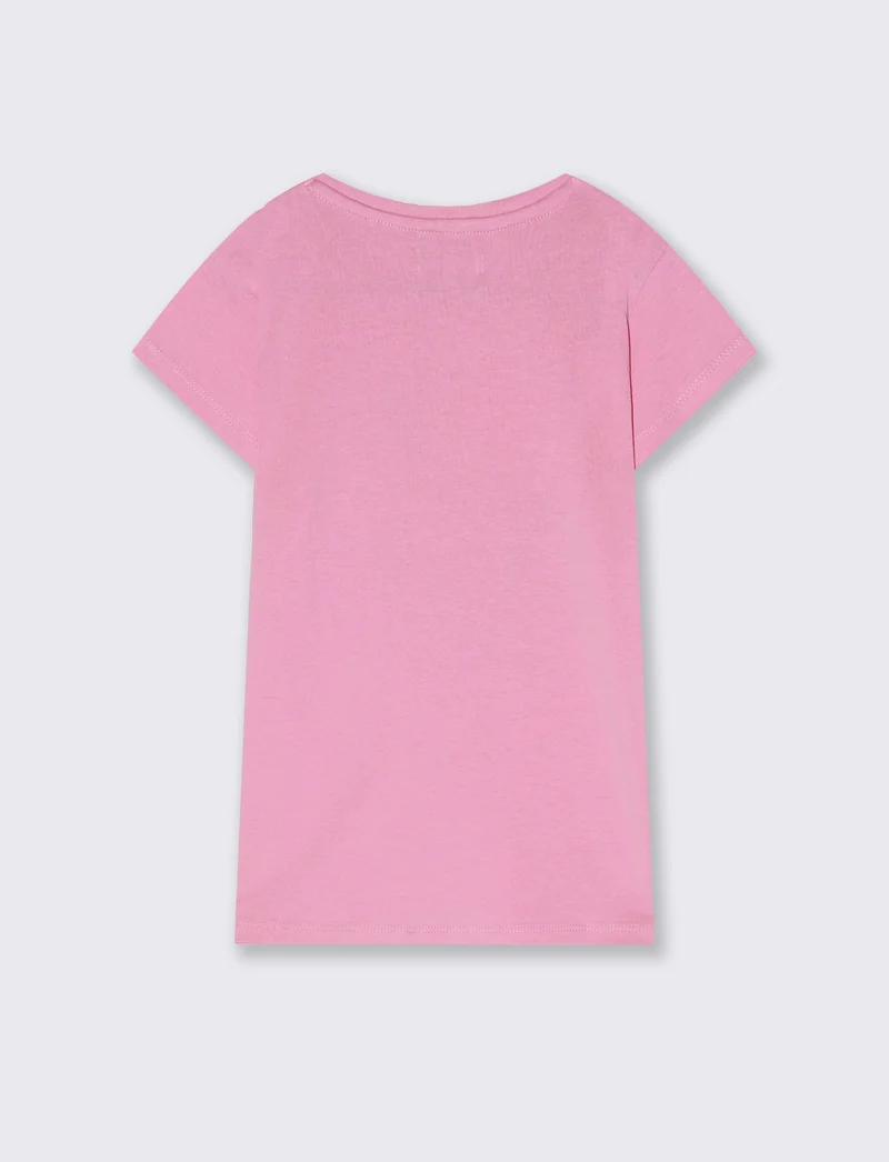 T-shirt estiva bambina con stampa lucida - Rosa