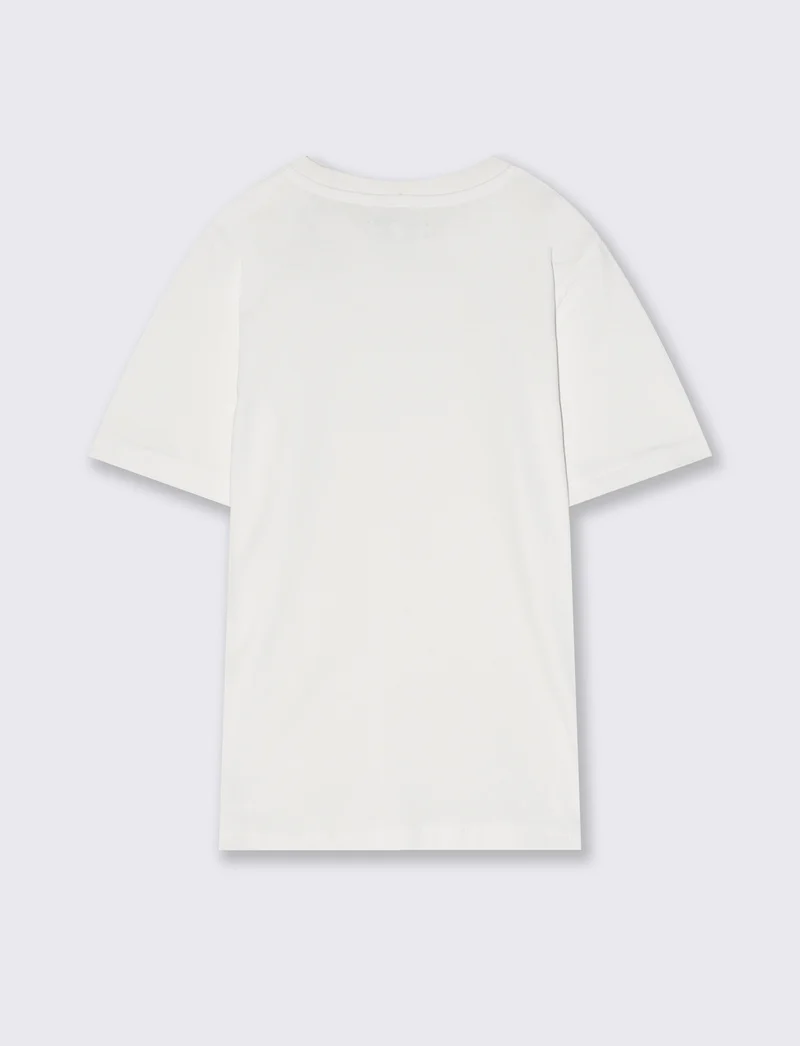 T-shirt mezza manica tinta unita con stampa - Bianco