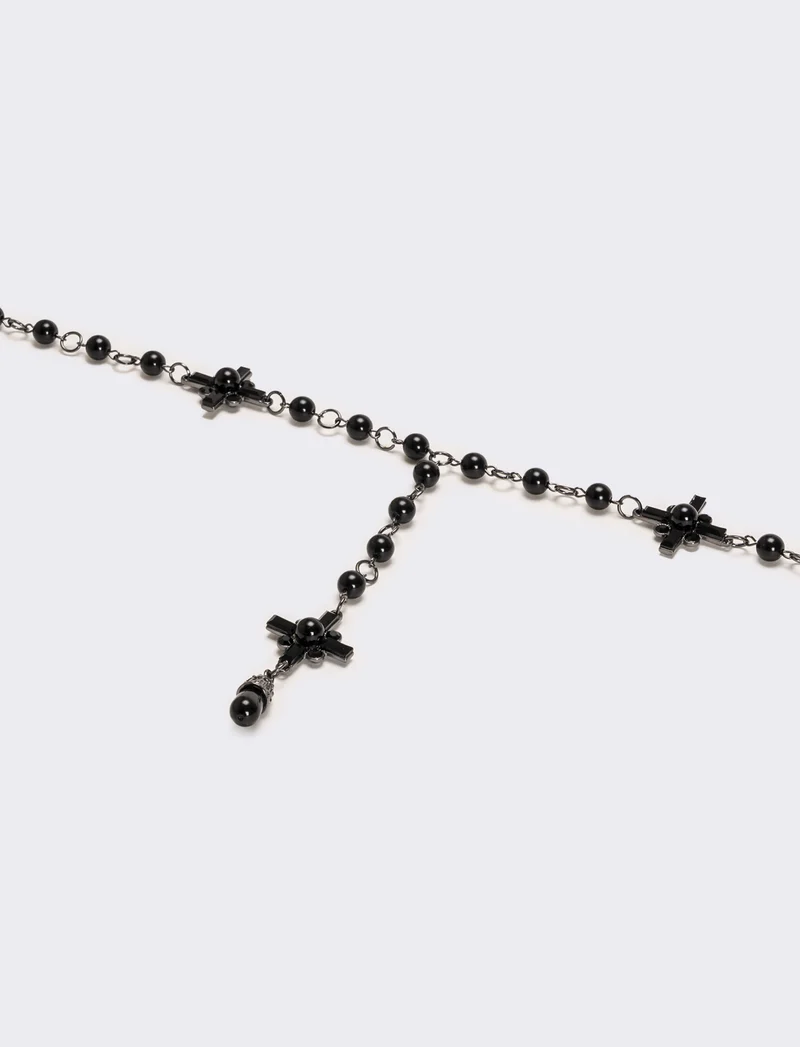 Collana rosario con perle e croci eleganti - canna di fucile