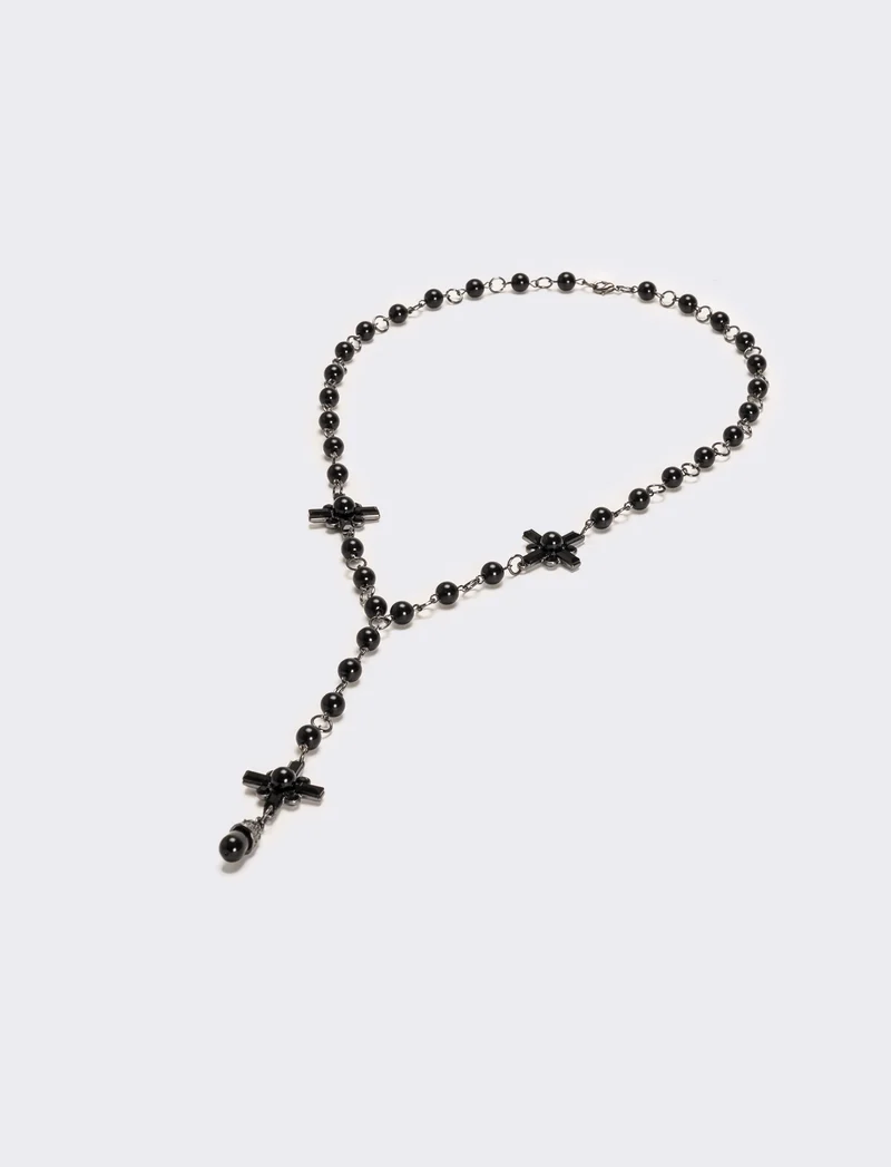 Collana rosario con perle e croci eleganti - canna di fucile