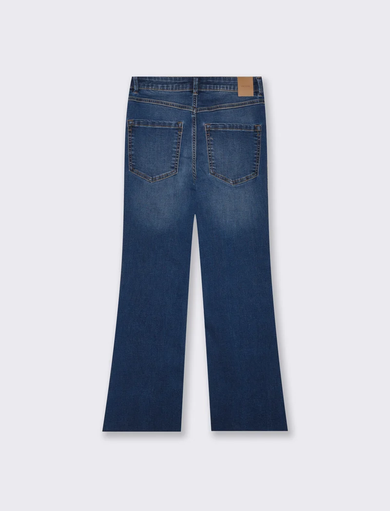 Jeans cropped flare a vita alta cinque tasche - DENIM SCURO